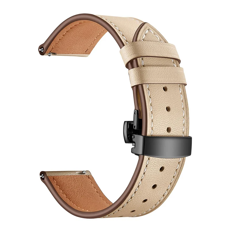 UEBN 20 мм 22 мм черная бабочка пряжка кожаный ремешок для samsung galaxy watch 42 мм 46 мм браслет для samsung gear S2 S3 ремешок для часов - Цвет ремешка: Khaki
