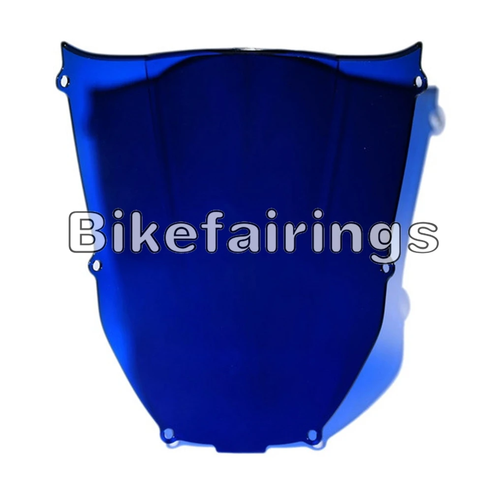 Обтекатели ветрового стекла для Kawasaki ZX6R ZX-6R 636 ZX636R 2000 2001 2002 00 01 02 черный прозрачный синий двойной пузырь стиль лобовое стекло - Цвет: Blue