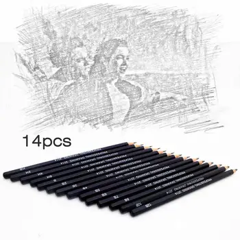 

Set Of 14 Sketch Art Drawing Pencil Sketching Oil Base Artist Soft Draw Royal