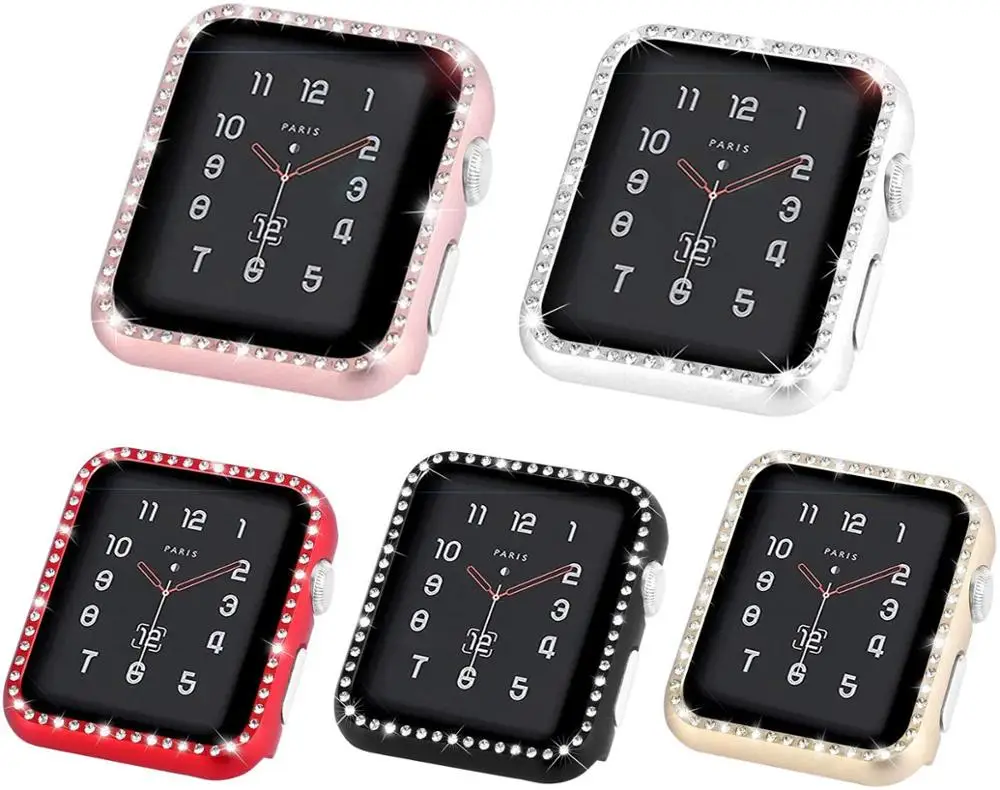 Чехол с кристаллами для Apple Watch 5, 4, 3, чехол с блестками iWatch, чехол, защитная рамка для Apple Watch 4, 40 мм, 44 мм, 42 мм