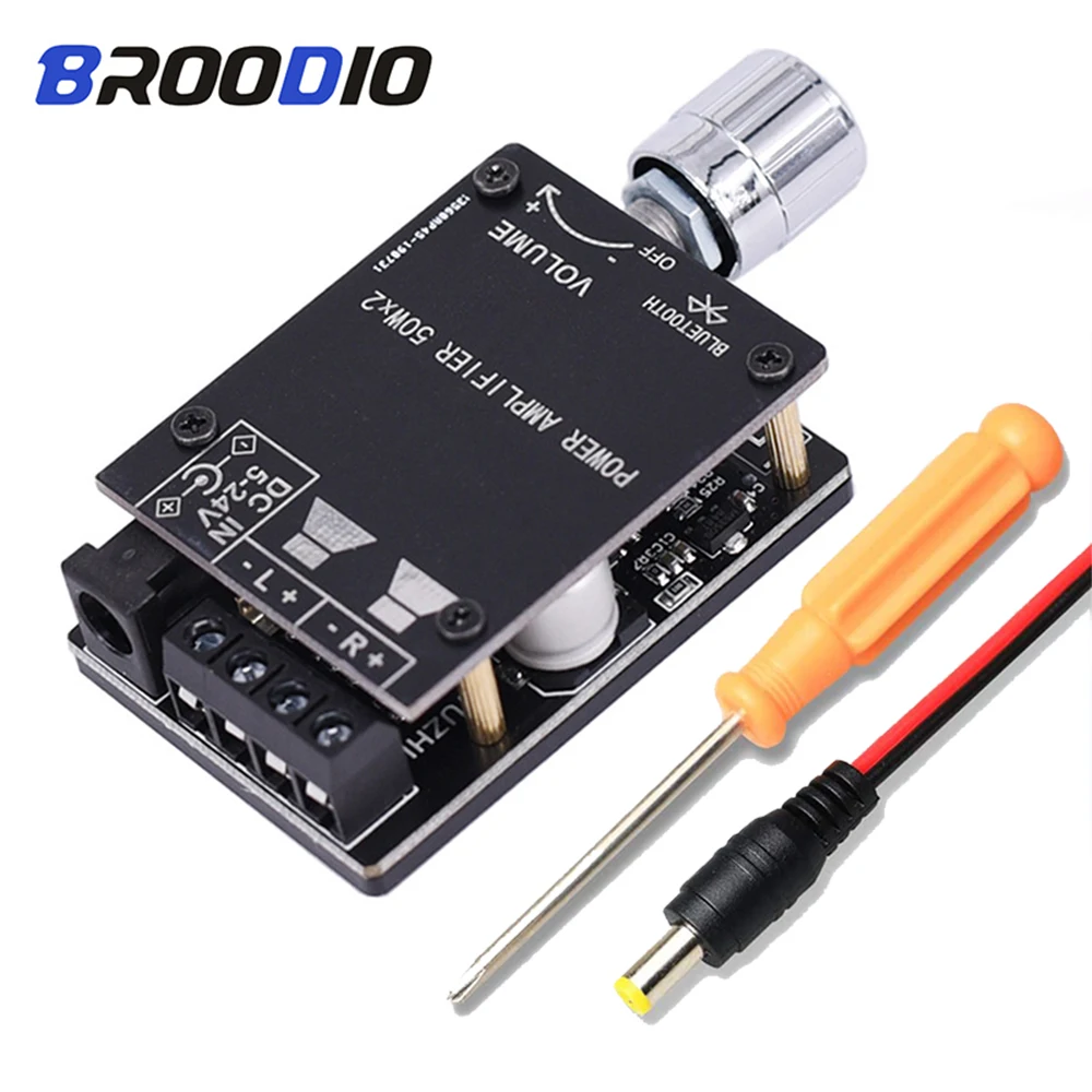 Bluetooth 5.0 Receiver Amplifier Board Dual Channel 50W*2 Mini Wireless Stereo Audio Digital Amplifiers Module For Home Speakers