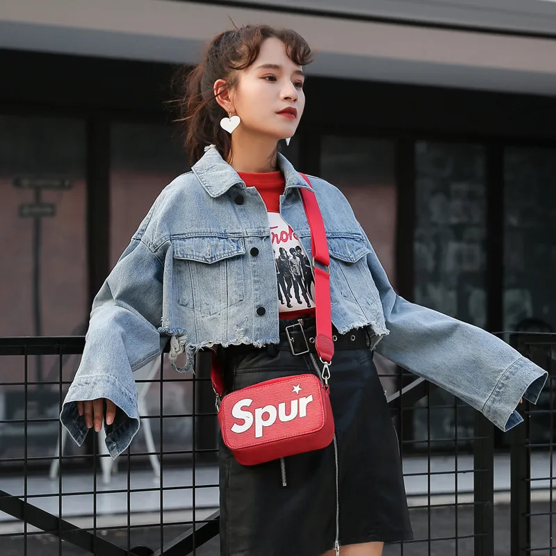 

Hong Kong Style Retro Short Coat Spring And Autumn WOMEN'S Dress Korean-style with Holes Retro Jeans Coat