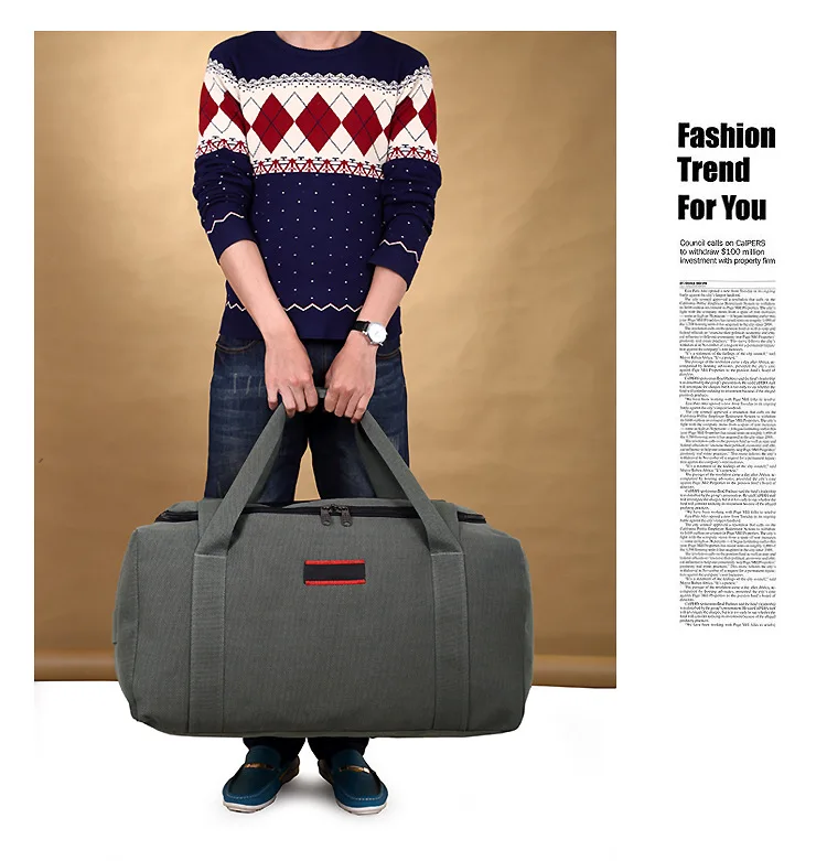 New Large Capacity Canvas Leather Portable Crossbody Bag Men's Baggage Travel Shoulder Bag Practical Luggage Thicken Travel Bag