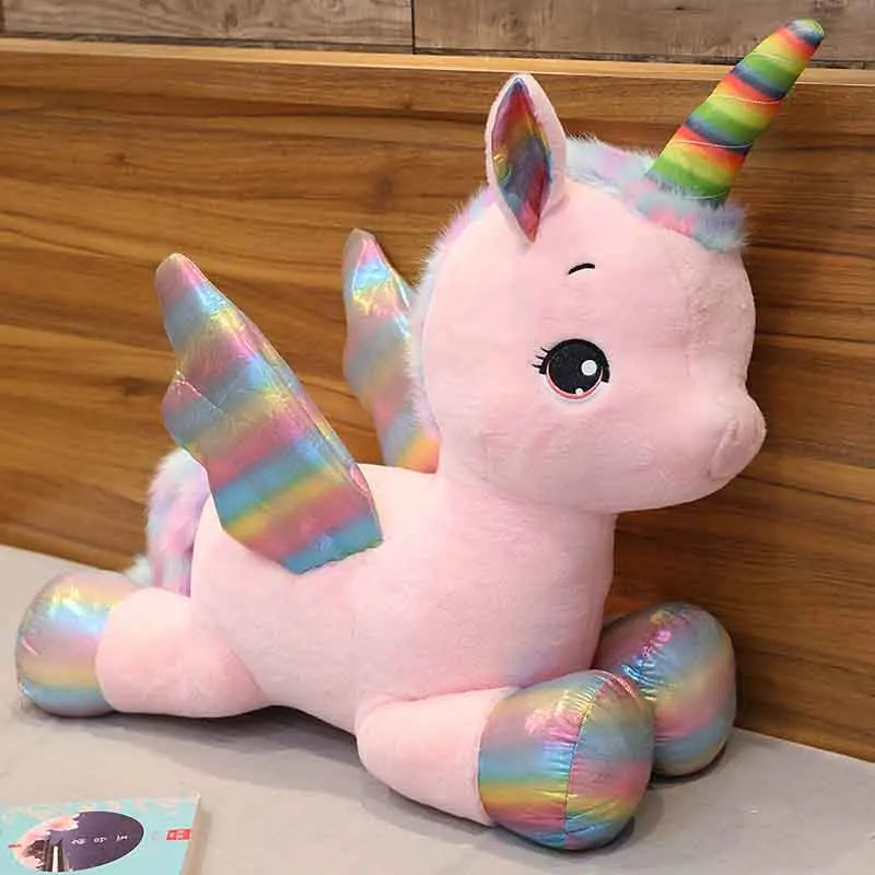 

40/60/80/100cm 2 patterns Stuffed unicorn doll Rainbow pegasus pillow Plush toy unicornio figurine for kid Exquisite workmanship