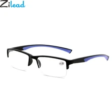 Zilead Для мужчин с плоскими стеклами и половинной рамкой очки для чтения Prebyopia очки при дальнозоркости, очки с+ 1,0+ 1,5+ 2,0+ 2,5+ 3,0+ 3,5+ 4,0 унисекс