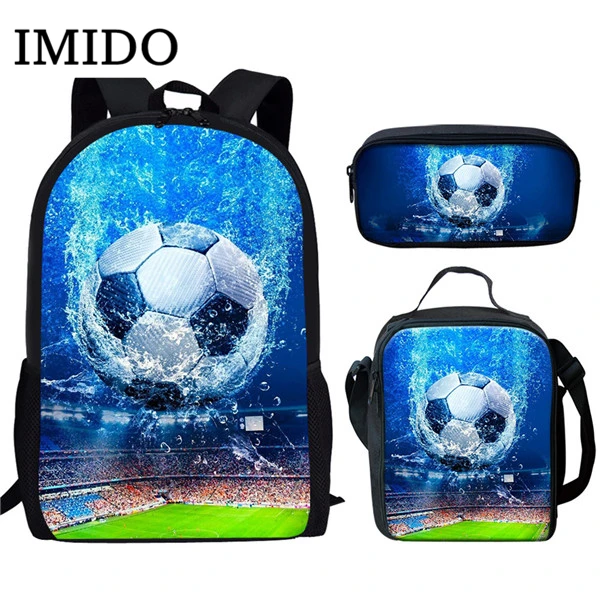 

IMIDO Children Primary School Bags for Boys Sport Foot Ball Pattern Schoolbag Backpack Kids Lunch Box Case Messenger Bag Bolsa