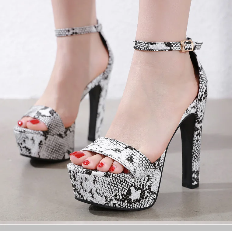 

2020 Women's Shoes Sexy Serpent Toes One Buckle High With Sandals Qm639-42