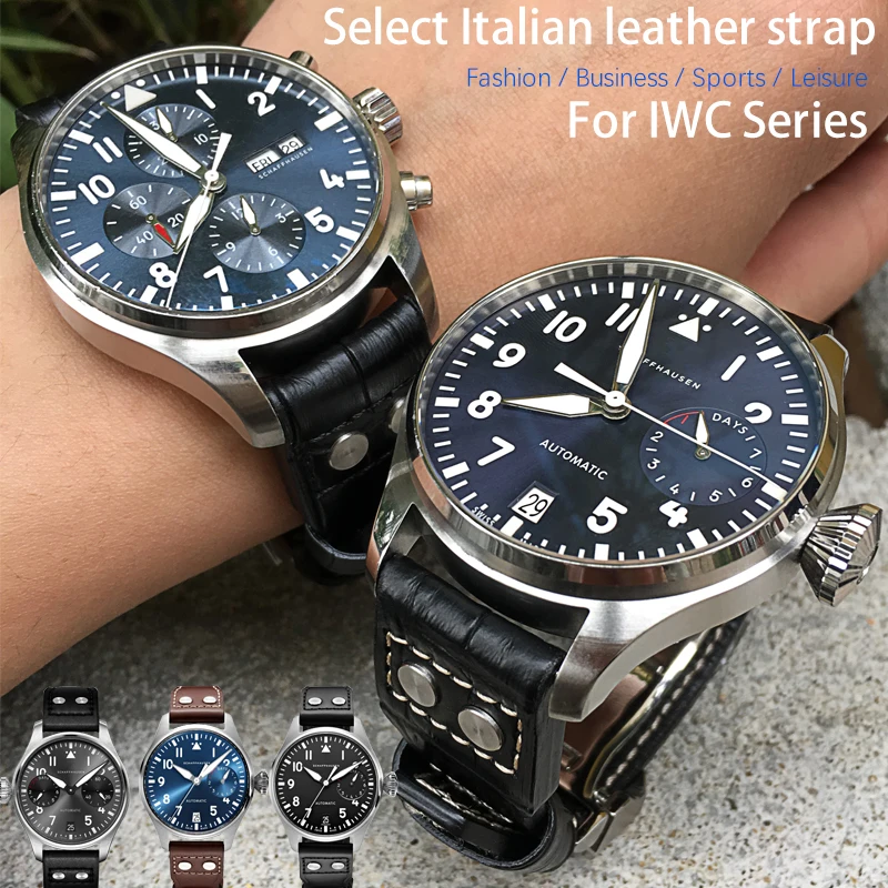 Corgeut Big Pilot Homage Leather Watchband For IWC Pilot's Watches