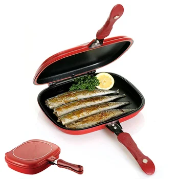 

Double-sided Frying Pan, Non-stick Cookware for Kitchen, Induction Capable, Dishwasher Safe,Steak, Frittata Pan, Kitchen Pot,Red