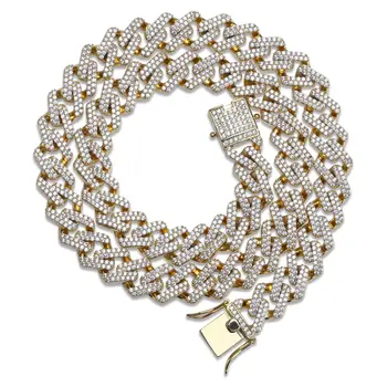 

Striped Cuba chain full zircon men's hip-hop necklace