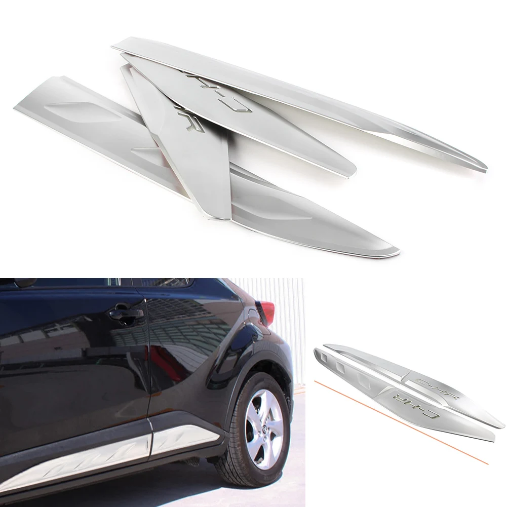 

ABS Car Door Side Body Trims Overlay Set For Toyota CHR C-HR 2018 stainless steel look Decoration