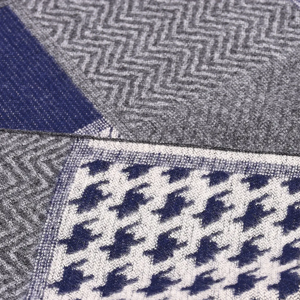 Мужской длинный кашемировый клетчатый двухсторонний саржевый шарф с кисточками