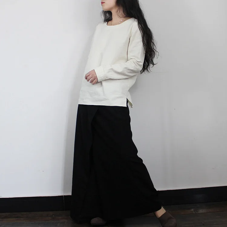 Fashion One Button Back Elastic Waist Wide Leg Pant Women Loose Asymmetric Pants Large Flare Hem Casual Trousers