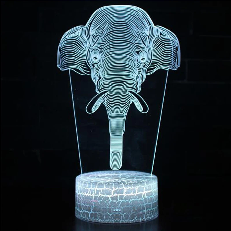 Elephant series Acrylic 3D Colorful touch Small table lamp Night light Bedside lamp LED Visual lamp festival Decorative lamp