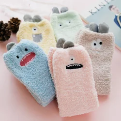Cute Socks Women New Products for Autumn Winter Embroidery Coral Fleece Keep Warm Cartoon Floor Socks Home Sleep Socks Kawaii