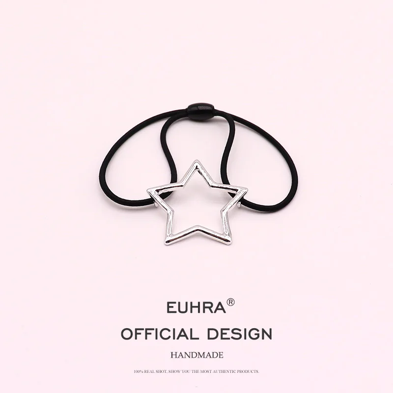 EUHRA, 5 форм, Микки, кот, сердце, звезда, кольцо, классический, простой, Женский ободок для волос, Детская резинка, высокая эластичность - Цвет: Star