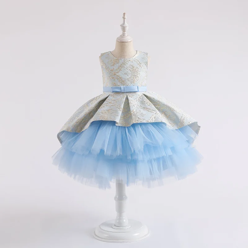Flower Vintage Embroidery Baby Girls Dress Opening Ceremony Clothing Tutu Party Elegant Wear Girls Princess Dress Kids Vestidos
