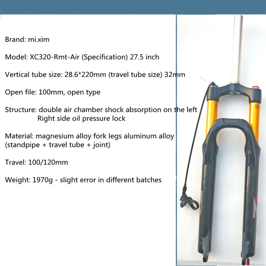 Газовая вилка для горного велосипеда амортизатор для велосипеда передняя вилка пневматический амортизатор линейный замок управления передняя вилка 27,5 дюймов