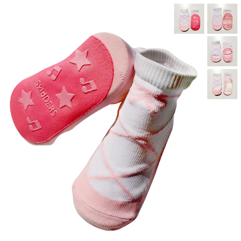 

Ballet Socks CHILDREN'S Socks Faux Ballerina Shoes Pattern Non-slip Glue Bottom xue bu wa Baby Girls
