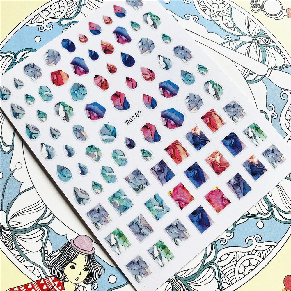

WG188 WG189 Quartz Marble shards texture 3D Back glue Nail Art Stickers Decals Sliders Nail ornament decoration