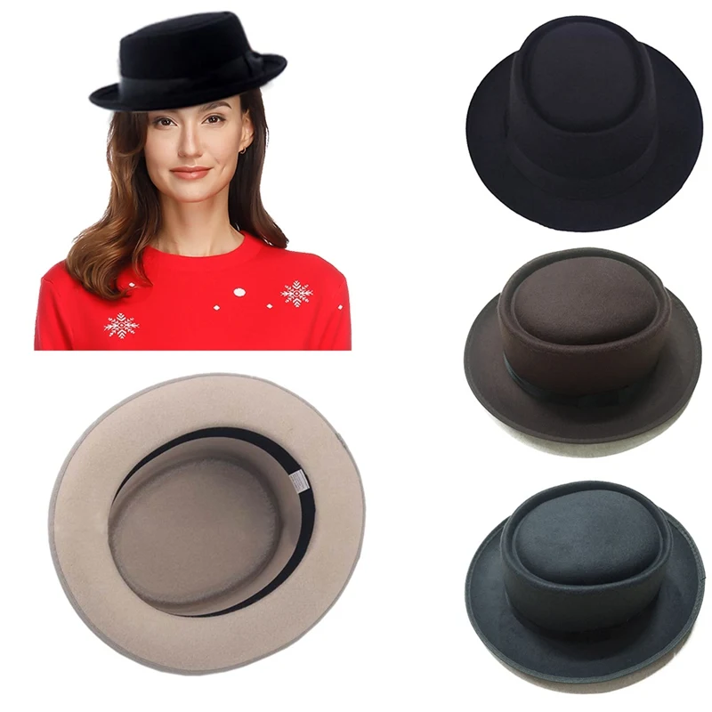 Черная Стимпанк Викторианский стиль формальная шапка Шерсть Войлок винтажный волшебник Федора шляпка с капюшоном