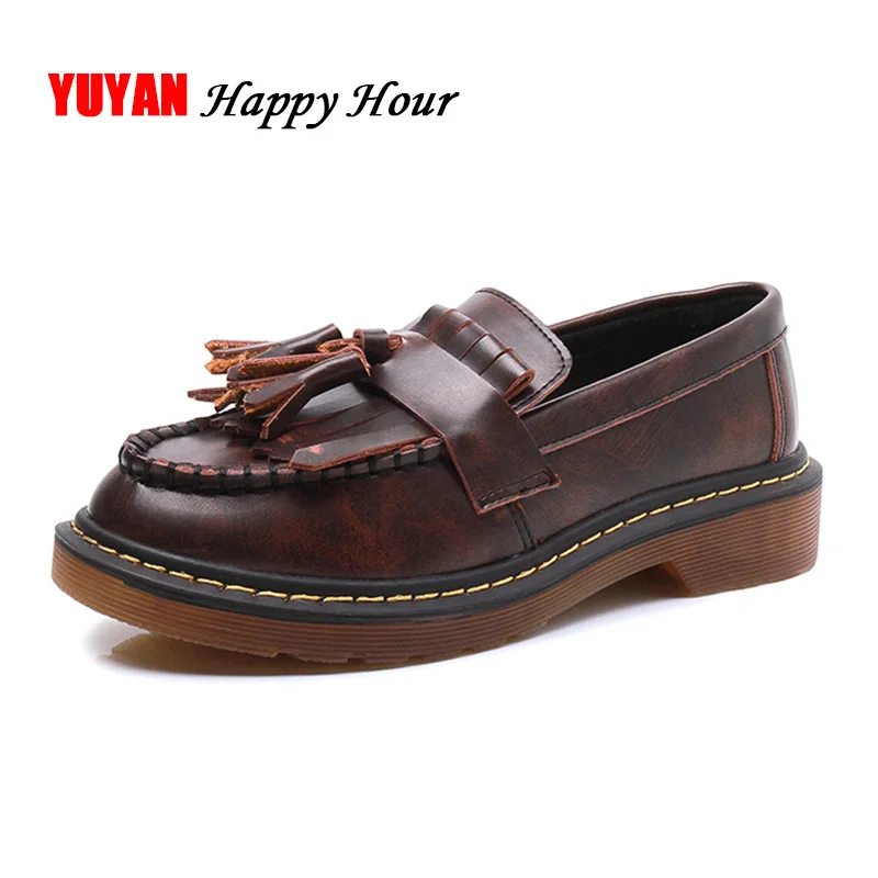 

Women Brogue Shoes Soft Leather Tassel Shoes Women's Flats Plus Size Ladies Brand Footwear Sweet Students Shoes A240