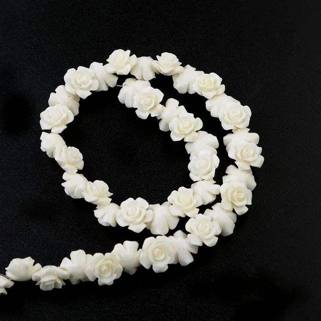 1 Strand 6 8 10 12 15mm Camelia Flower Beads Artificial Coral Beads For Jewelry Making DIY Bracelet Neckalce Accessoires beige