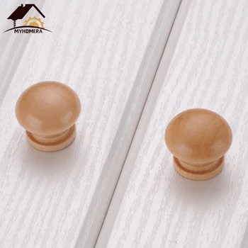 

4pcs Myhomera Handles 2.4x2CM Natural Wooden Cabinet Drawer Wardrobe Knobs Door Pull Kitchen Round Handle Furniture Hardware