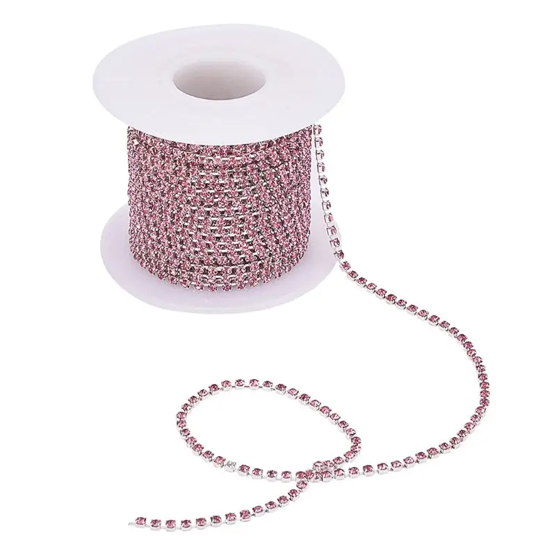 5 Colors High Density Rhinestone Claw Chain Clear Crystal Silver Base Cup DIY Trim Sew-On Jewelry Accessories Y5GB