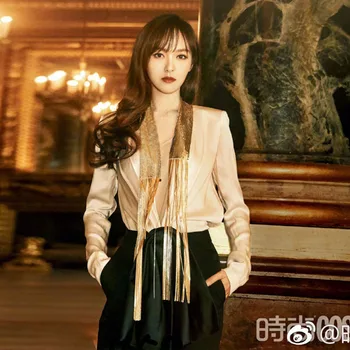 

2019 Europe and the United States in Spring and Summer zou xiu kuan Women's Clothing Tang Yan Same Deep V-neck Jumpsuit