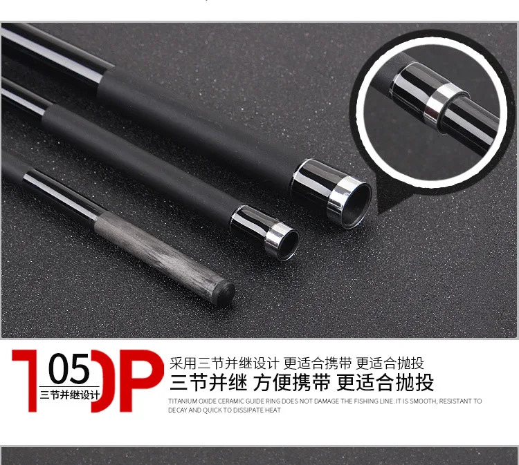 Fibra de Carbono Vara de Pesca Metros com Japão Poderoso Longe Fundição Surf Plug Fiação 3 Seções 4.2 Guias Linha 20 vara de pesca plug fiação 3 seções