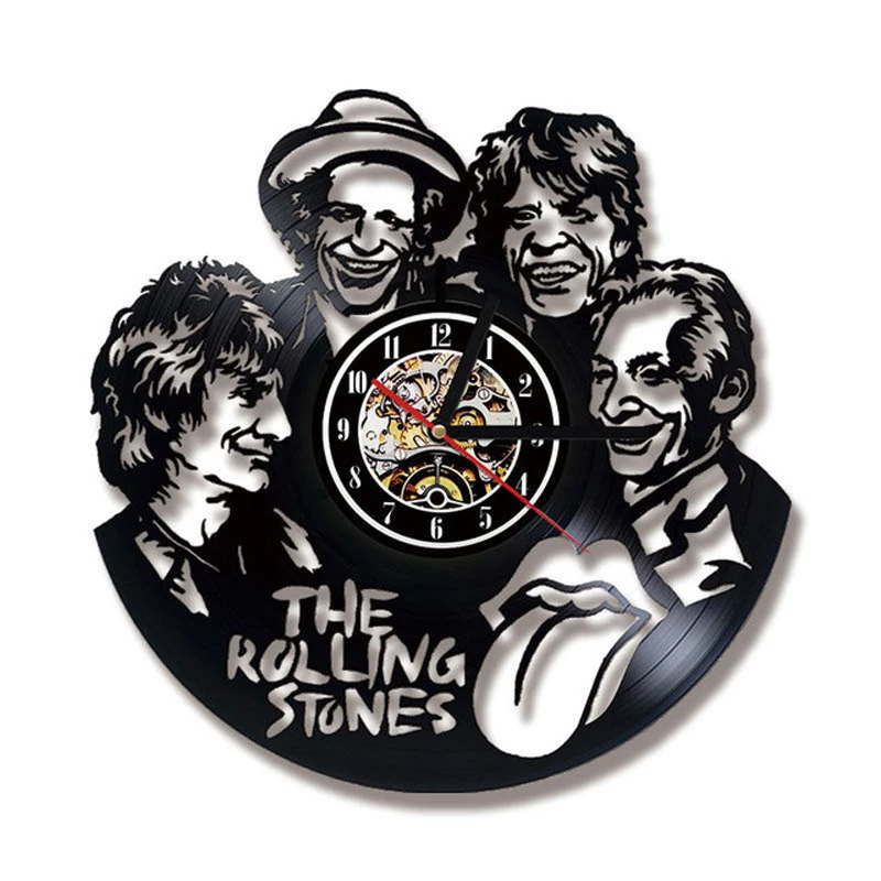 Виниловая пластинка настенные часы современный дизайн Rolling Stone Rock Band музыкальные часы подвесные настенные часы домашний Декор подарок для фанатов - Цвет: 1