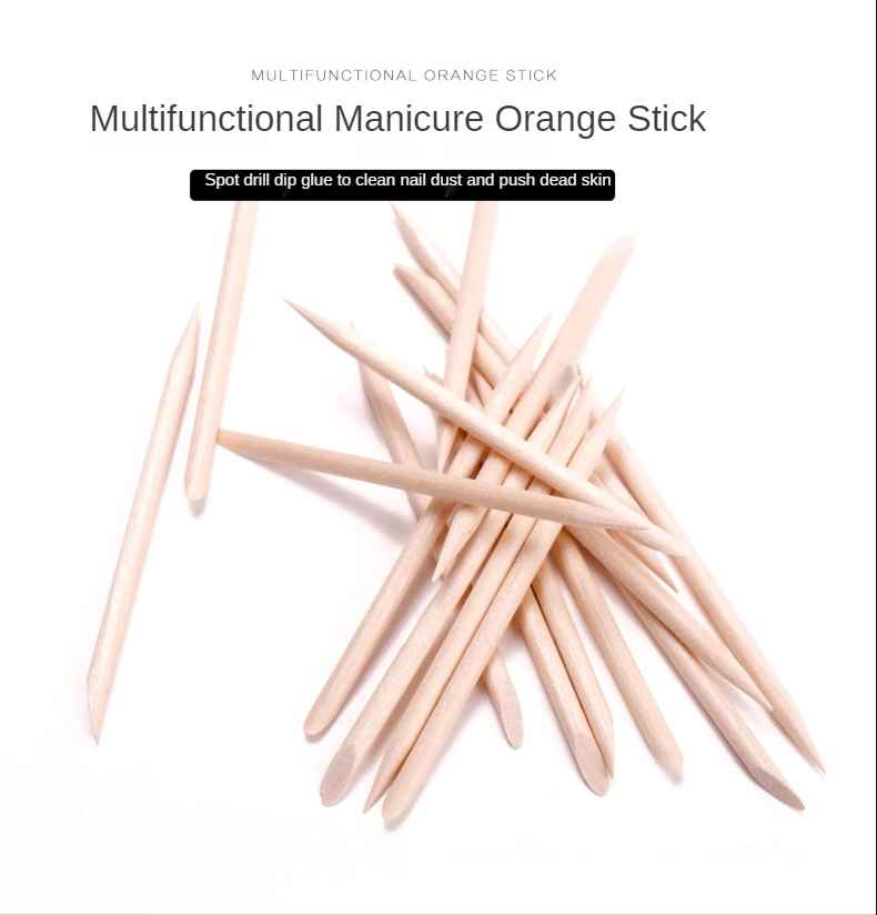 3 Sizes Orange Wood Sticks for Cuticle Pusher - 10/50/100 Pieces/Set