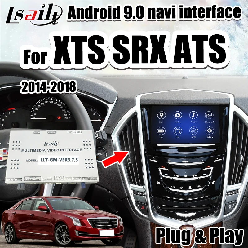 Видеоинтерфейс Lsailt CarPlay для Cadillac Android GPS навигационная коробка поддержка YouTube Netflix