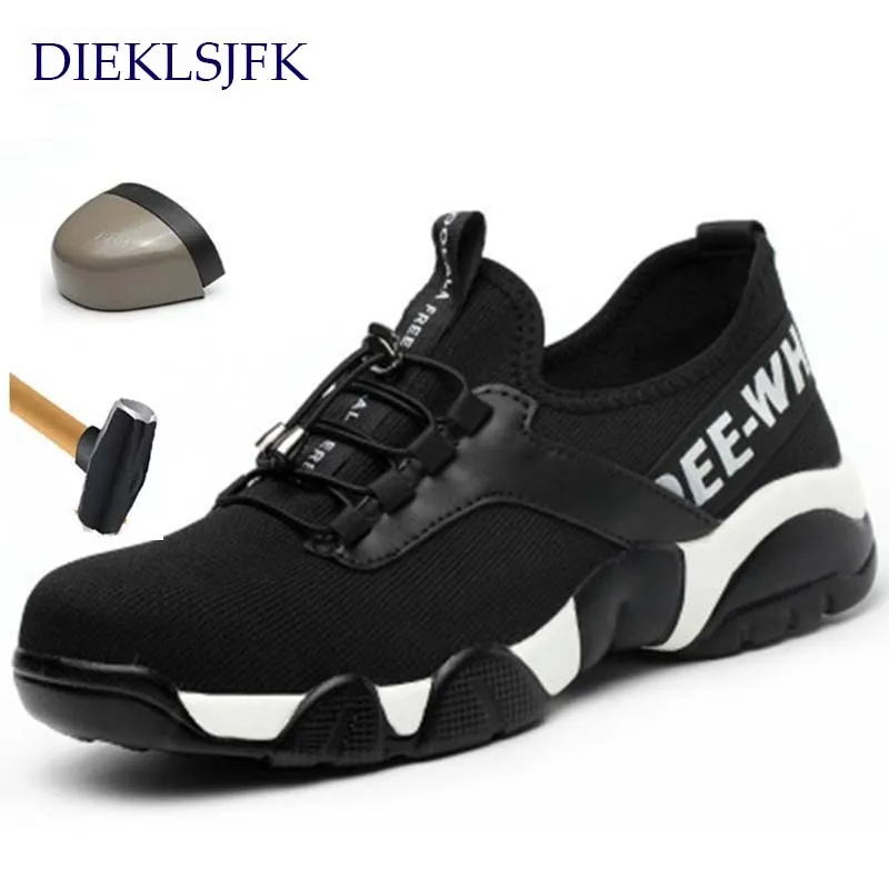 

Men Steel Toe Work Safety Shoes Lightweight Breathable Reflective Casual Sneaker Prevent piercing Protective boots Shoes male
