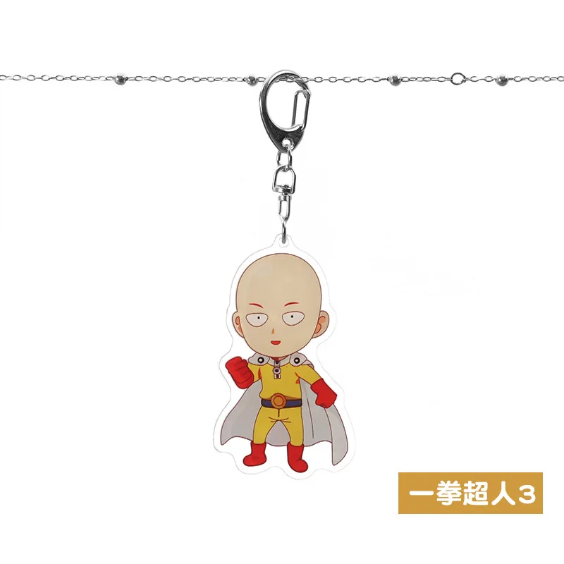 K-6593 Аниме One Punch Man брелок Сайтама милый забавный мультфильм акриловое кольцо для ключей модная новинка Персонализированная подвеска ювелирное изделие подарок брелок - Цвет: K-6593