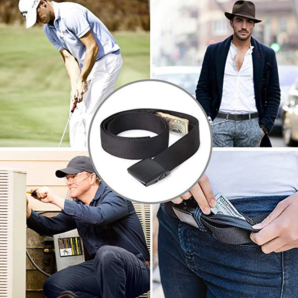 Men Women Automatic Fashion Nylon Belt Buckle FansTravel Security Money Hidden Pocket Cashsafe Anti-Theft Wallet |