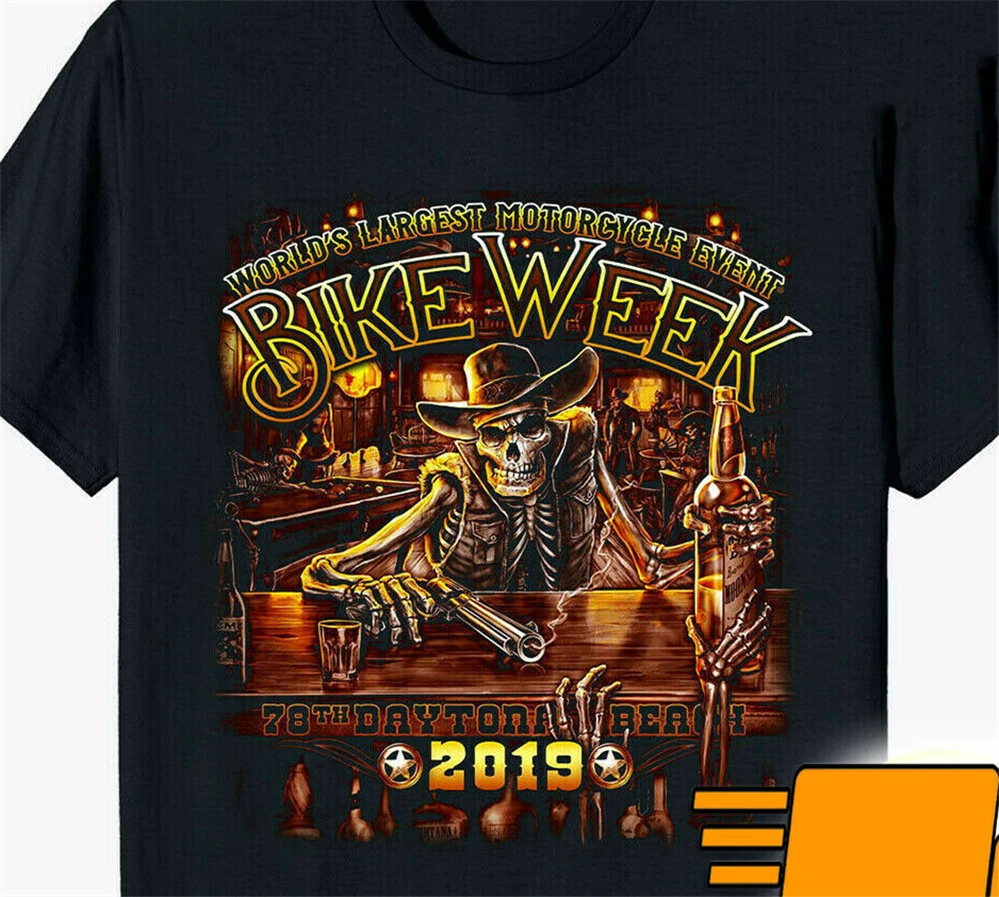 2020 Daytona Beach Bike Week Saloon Футболка мужская женская черная Мужская Черная S 3XL