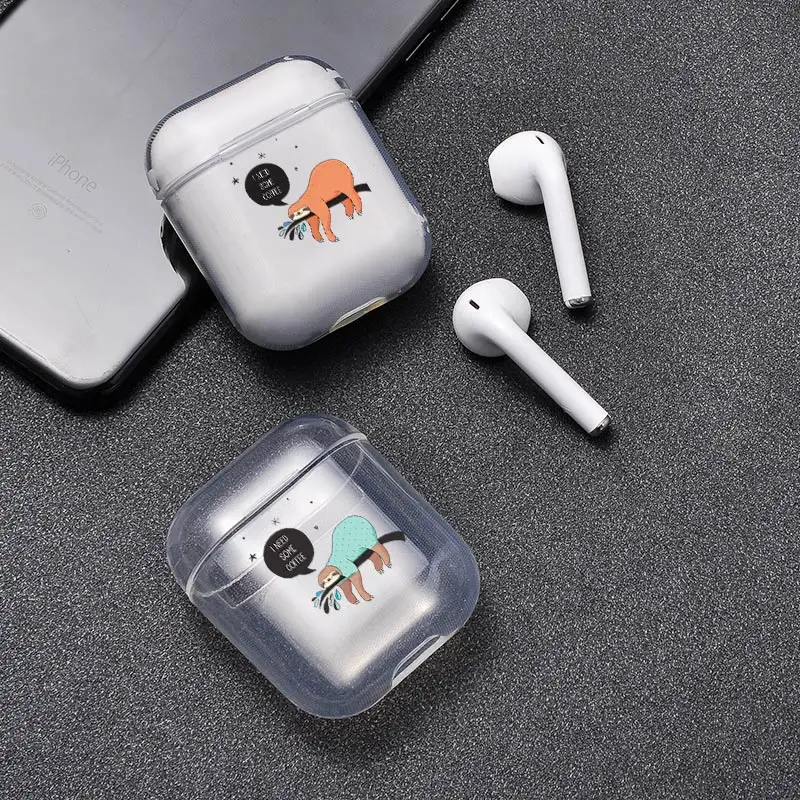 Мягкий силиконовый милый чехол для наушников для Apple airpods, роскошный Прозрачный чехол для наушников с мультяшным ленивком, аксессуары для наушников