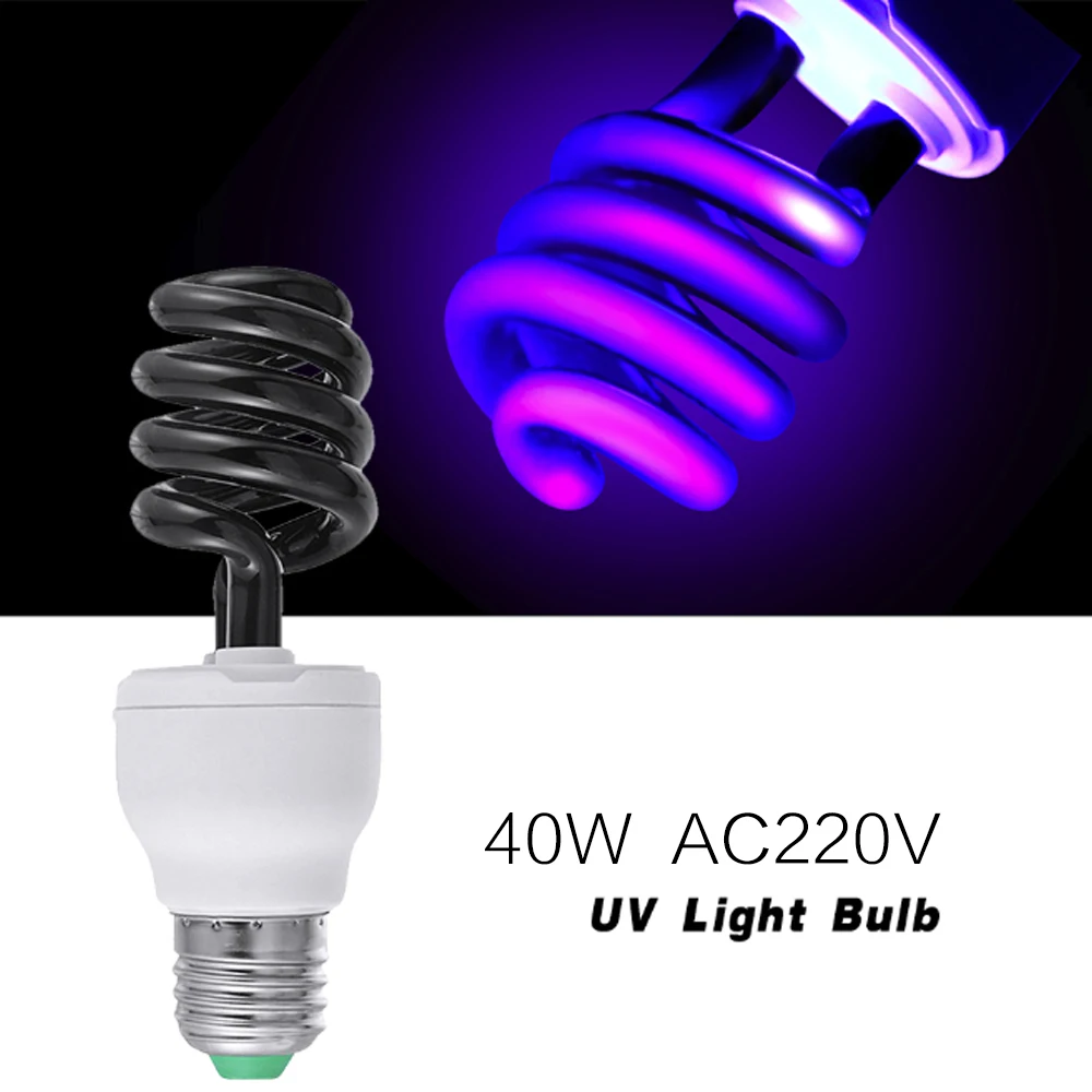 UV Fluorescent Fluorescent Lamp Light 40W Ultraviolet Lights E27 Bulb Bulb Screw Blacklight Energy Saving Bright Ceilinglight