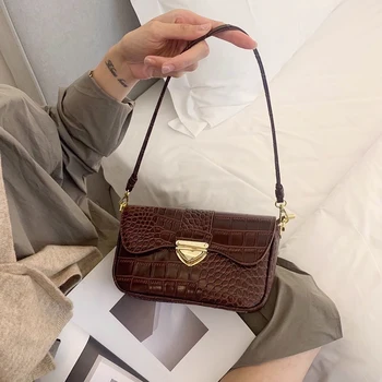 

Personalized Niche Crocodile Pattern Underarm Bag 2020 New Trend Line Single Shoulder Messenger Bag Women Luxury Baguette