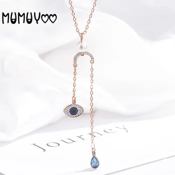 

Fashion jewelry high quality 1:1 glamour tassodemonic eye pearl crystal necklace women pendant necklace jewelry.