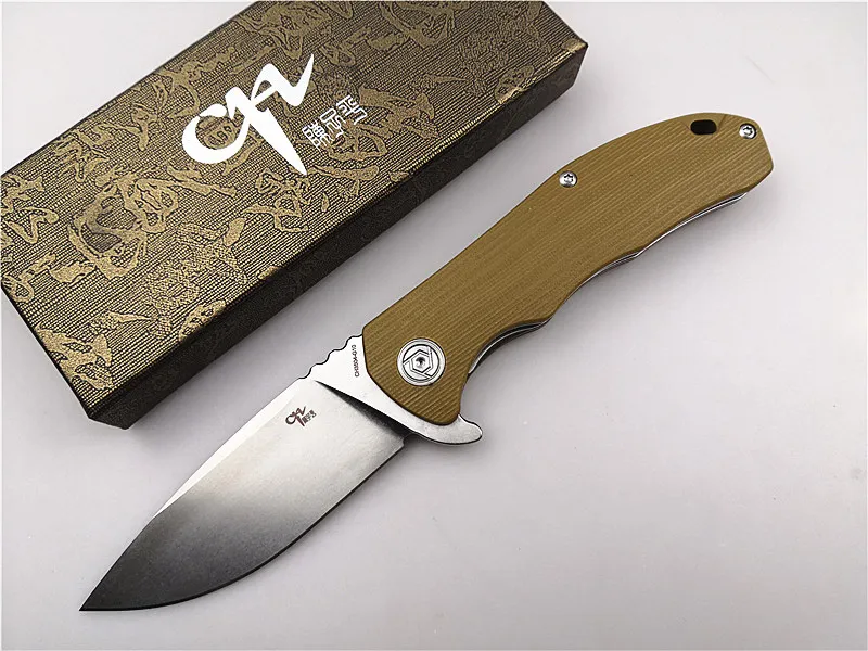 Складной карманный нож CH 3504-G10 Флиппер D2 лезвие G10 Ручка шарикоподшипник Утилита открытый кемпинг тактический нож EDC инструмент - Цвет: brown