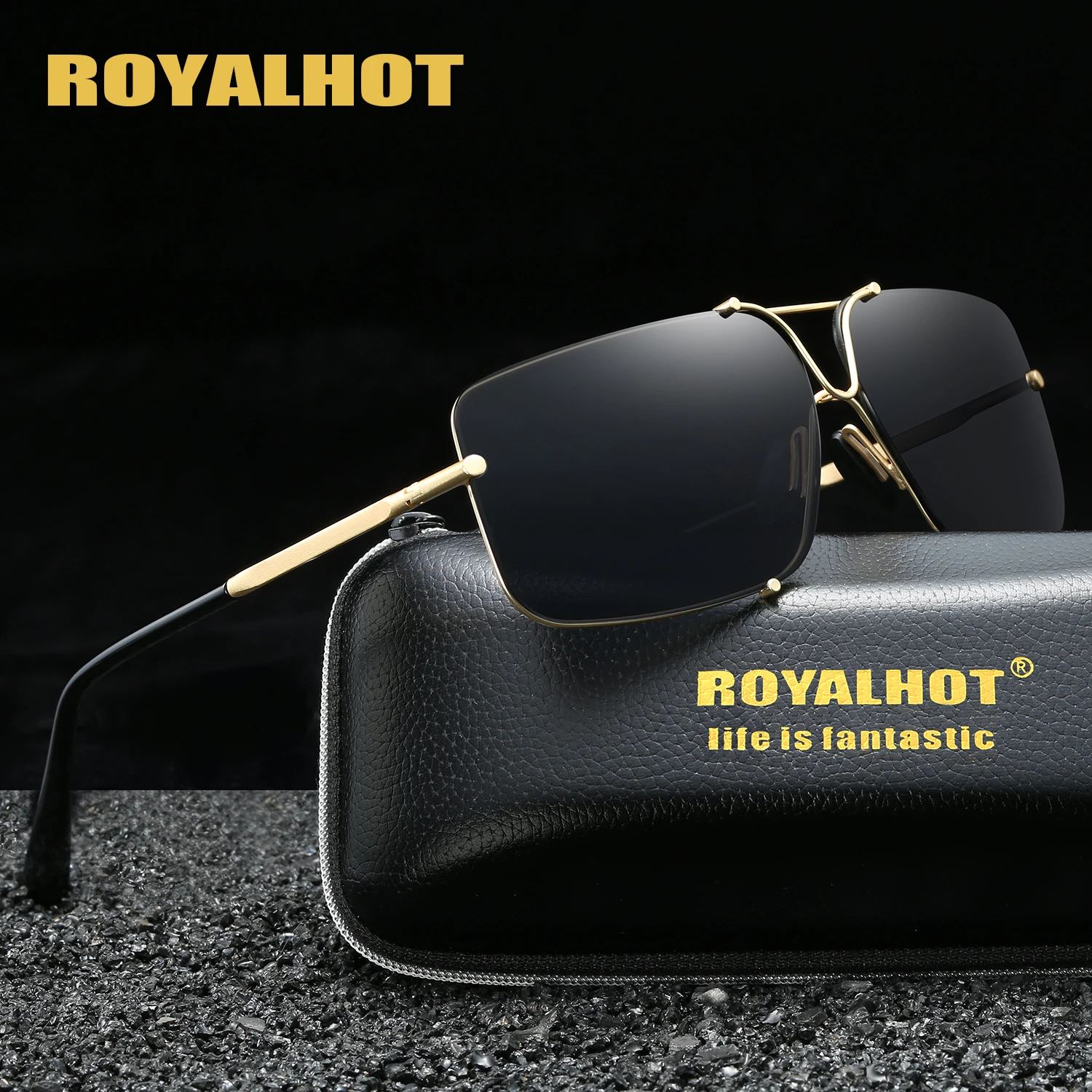 RoyalHot, мужские, женские, поляризационные, сплав, Прямоугольная оправа, солнцезащитные очки, для вождения, солнцезащитные очки, оттенки, Oculos masculino, мужские, 90096