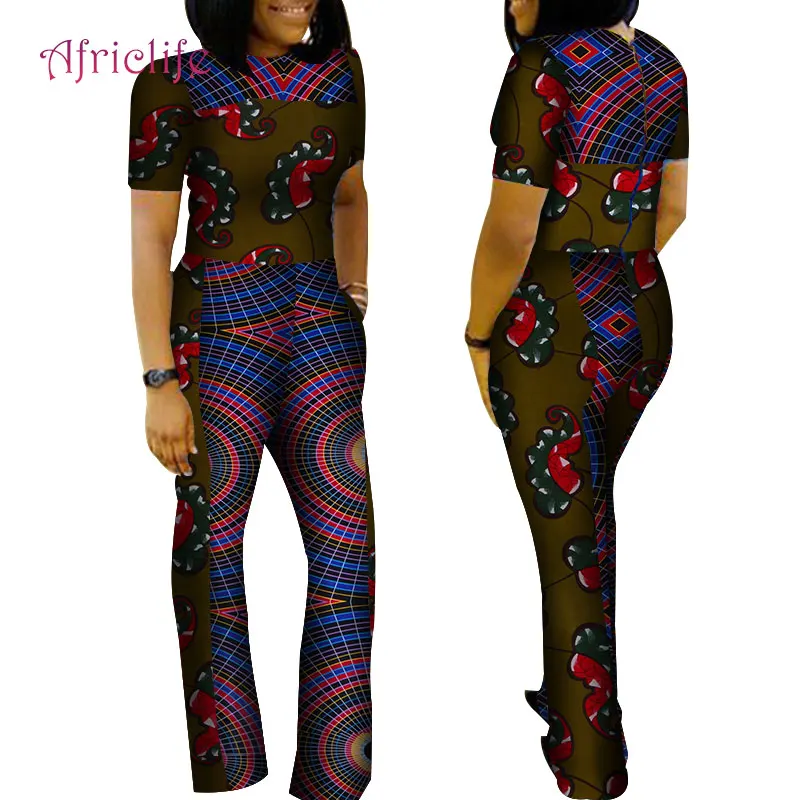 Индивидуальный Африканский комбинезон для женщин, короткий рукав, длина по щиколотку, широкие штанины, Анкара, комбинезон, летняя одежда для работы, WY4170 - Цвет: 19