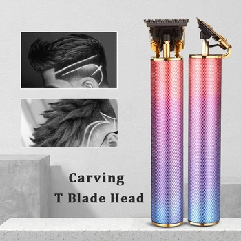 

New gradient color T9 carved white push small pusher retro oil head electric clippers rechargeable electric hair clippers
