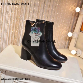 

Winter faddish Classic 6 inches high heel boots TOP quality Vacuum plating outsole Leather boots 35-42