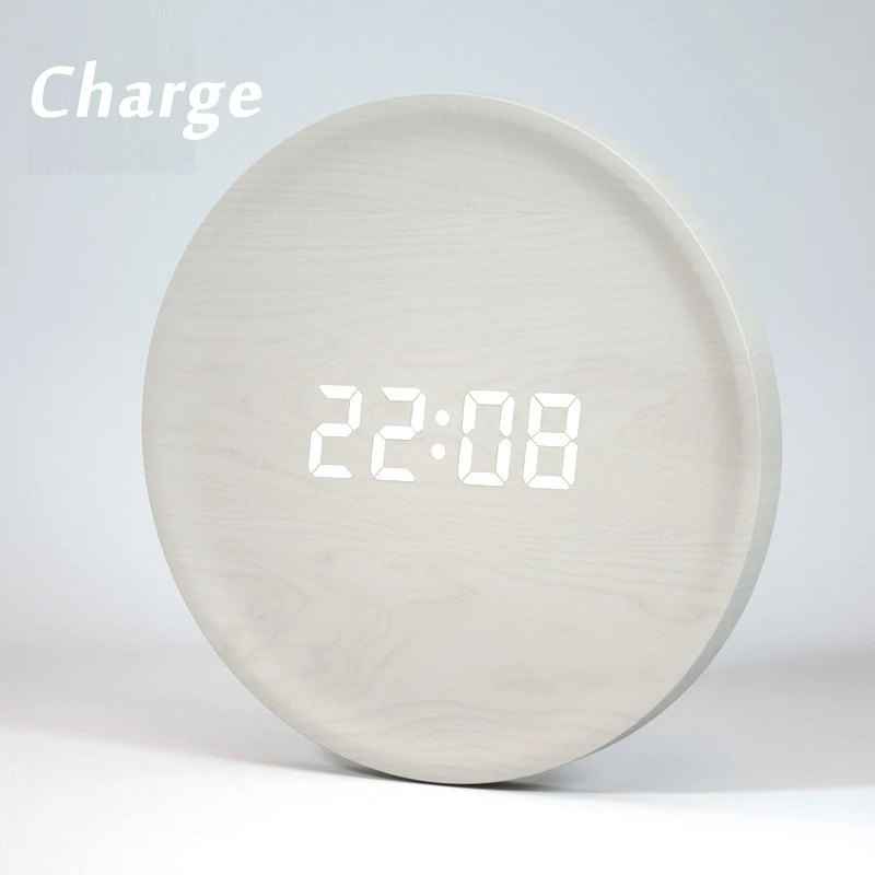 Charge-White color СВЕТОДИОДНЫЙ цифровой Настольный будильник, зеркальные полые настенные часы, современный дизайн, ночные настенные часы для дома, гостиной, украшения, подарок - Цвет: Charge-White color