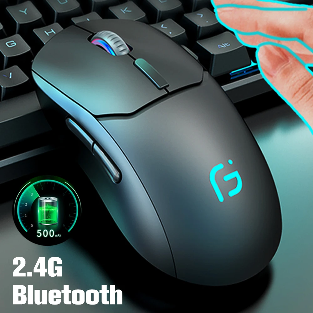 bluetooth computer mouse Rechargeable Wireless Bluetooth5.0 2.4G Receiver 2400DPI Dual Mode Computer Mouse Portable Noiseless Mice  For PC Laptop led gaming mouse