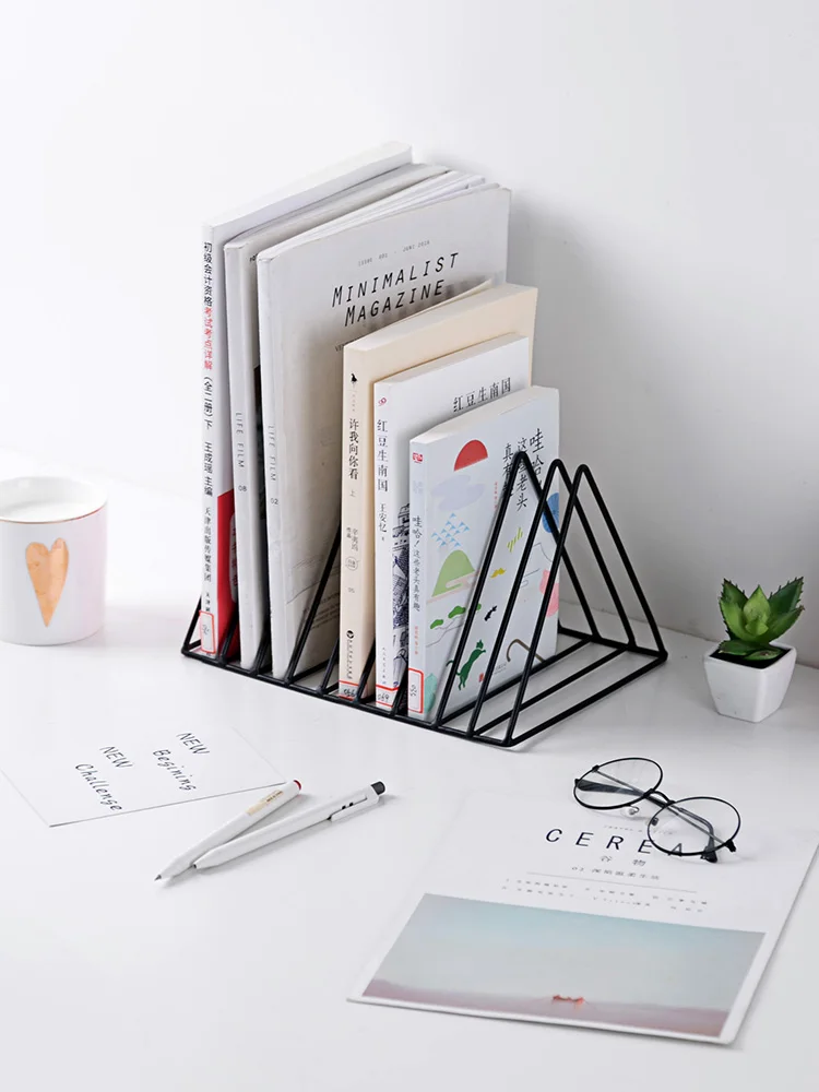 

Metal Bookshelf Book Stand Rack Storage Organizer Shelf Magazine Bookends Desk Holder Stationery Bookshelf Office Supplier